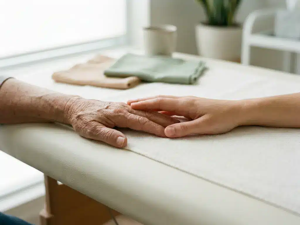 handen-generaties-zorg-verbinding.jpg Oudere en jongere hand naast elkaar op wit klinisch oppervlak, zachte belichting benadrukt generatieverbinding en huidtextuur.