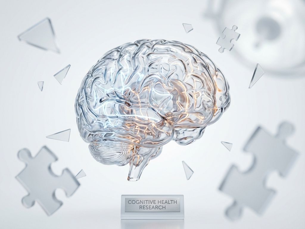 hersenen-concentratie-focus-problemen-medisch.jpg Glazen hersenmodel met verlichte neurale paden en zwevende puzzelstukjes tegen medische witte achtergrond
